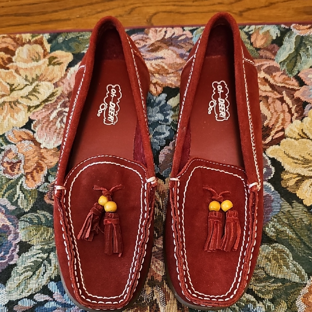 Oh Deer! Burgandy Suede Loafers with Tassels